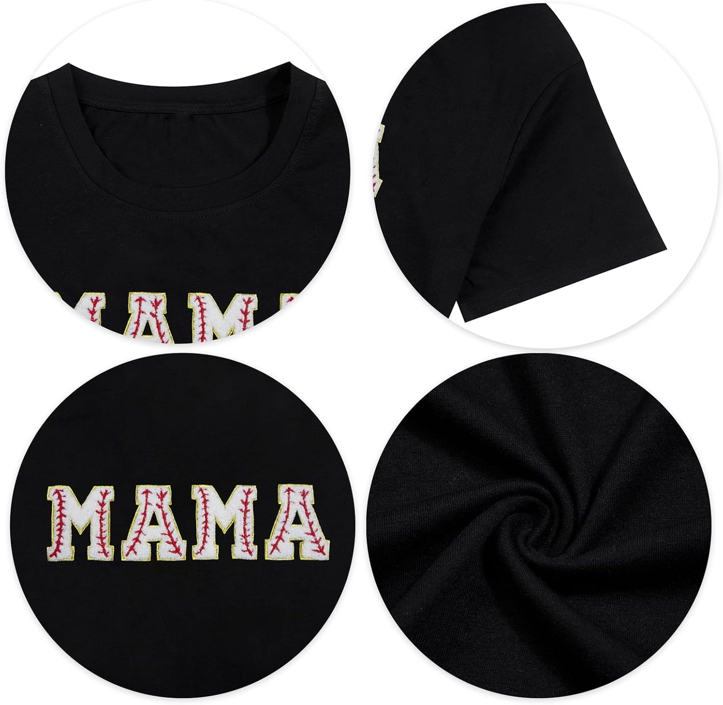 Baseball Shirt Women Oversized Baseball Mom Tops Chenille Baseball Letter Printed Tees Baseball Mama Gift Blouse