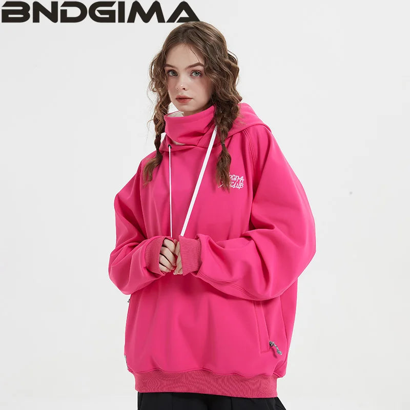 BNDGIMA Hoodie Women'S Warm Ski Suit Hooded Women'S Men'S Waterproof Windproof Reflective Ski Snowboard Jacket Outdoor Clothing